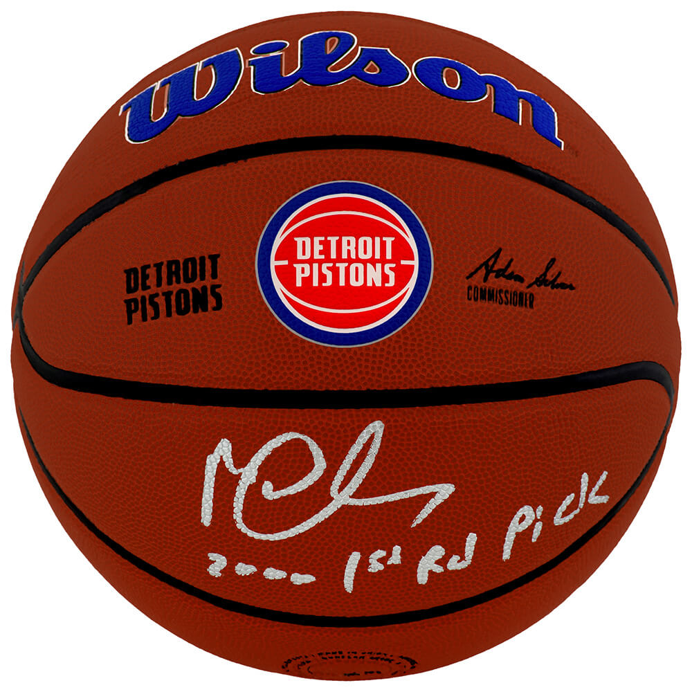 Mateen Cleaves Signed Detroit Pistons Logo Wilson NBA Basketball w/2000 1st Rd Pick