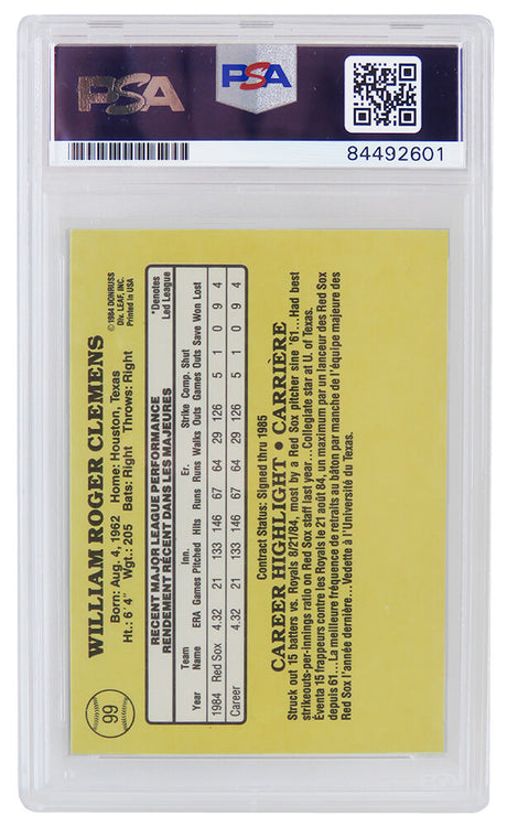 Roger Clemens Signed Boston Red Sox 1985 Donruss Rookie Baseball Card #273 (PSA/DNA Encapsulated - Auto Grade 10)