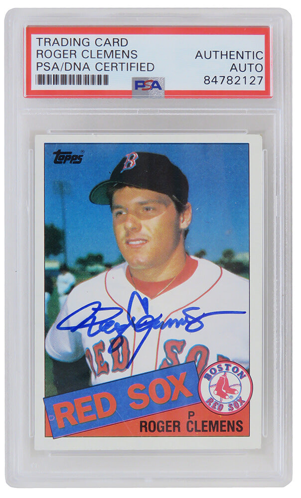 Roger Clemens Signed Boston Red Sox 1985 Topps Rookie Baseball Card #181 (PSA Encapsulated)