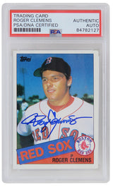 Roger Clemens Signed Boston Red Sox 1985 Topps Rookie Baseball Card #181 (PSA Encapsulated)