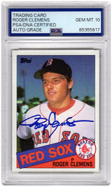Roger Clemens Signed Boston Red Sox 1985 Topps Rookie Baseball Card #181 (PSA Encapsulated - Auto Grade 10)