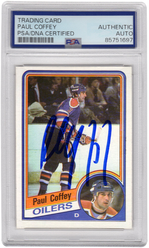 Paul Coffey Signed Edmonton Oilers 1984 Topps Rookie Hockey Card #50 - (PSA Encapsulated)