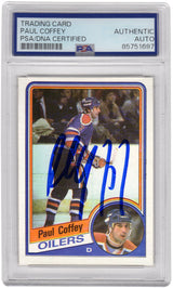 Paul Coffey Signed Edmonton Oilers 1984 Topps Rookie Hockey Card #50 - (PSA Encapsulated)