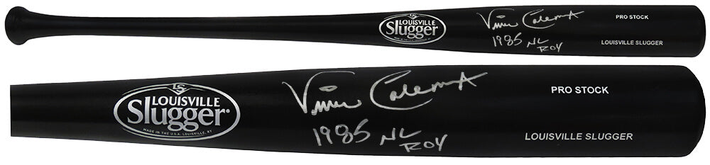 Vince Coleman Signed Louisville Slugger Pro Stock Black Baseball Bat w/85 NL ROY