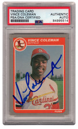 Vince Coleman Signed St. Louis Cardinals 1985 Fleer Update Rookie Baseball Card #U-28 - (PSA Encapsulated)