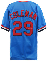 Vince Coleman Signed Blue Throwback Custom Baseball Jersey