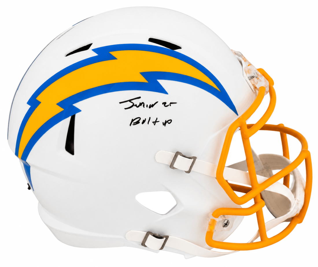 Junior Colson Signed Los Angeles Chargers Riddell Full Size Speed Replica Helmet w/Bolt Up!