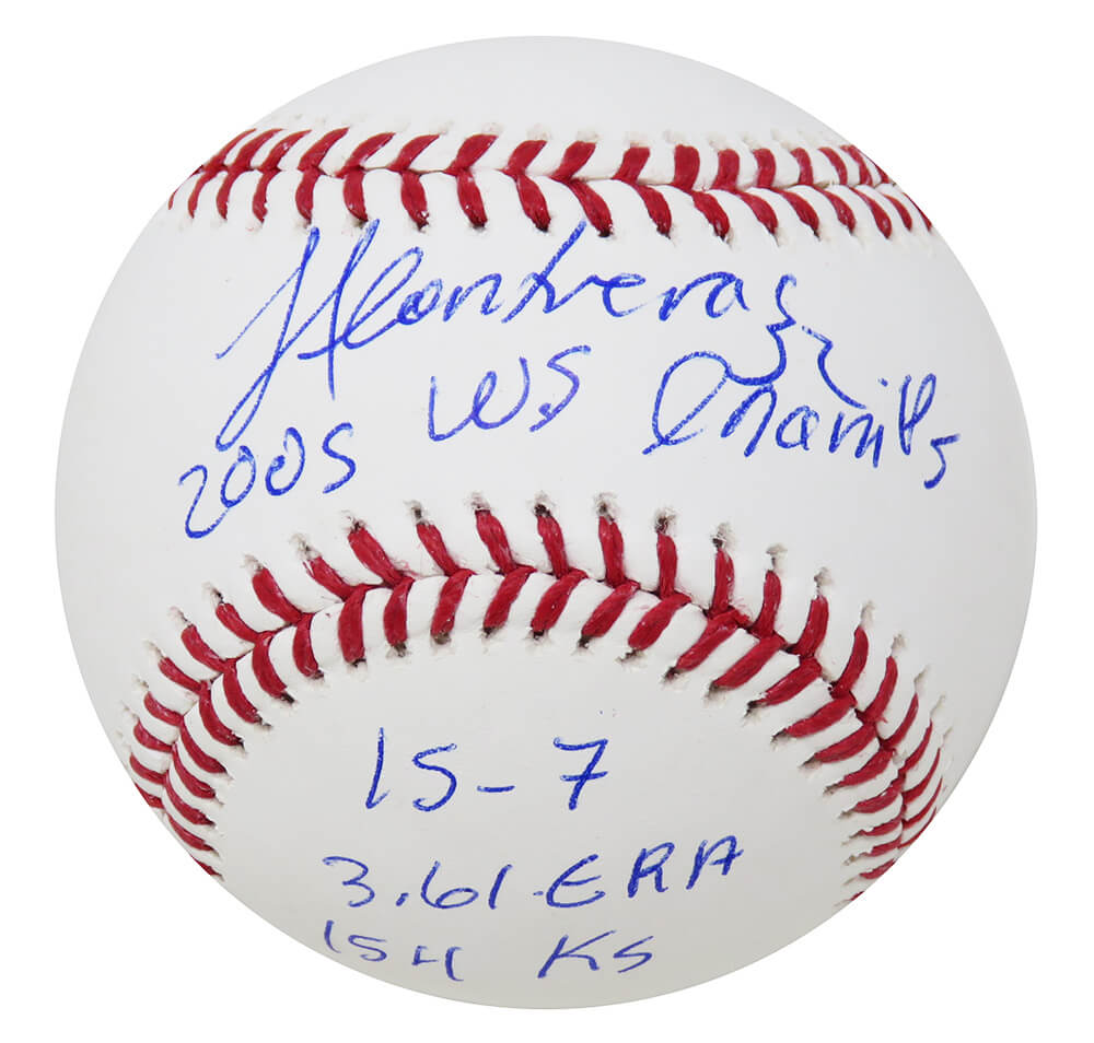 Jose Contreras Signed Rawlings Official MLB Baseball w/2005 WS Champs, 15-7, 3.61 ERA, 154 K's