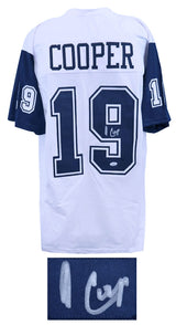 Amari Cooper Signed White With Navy Sleeves Custom Football Jersey - (JSA)