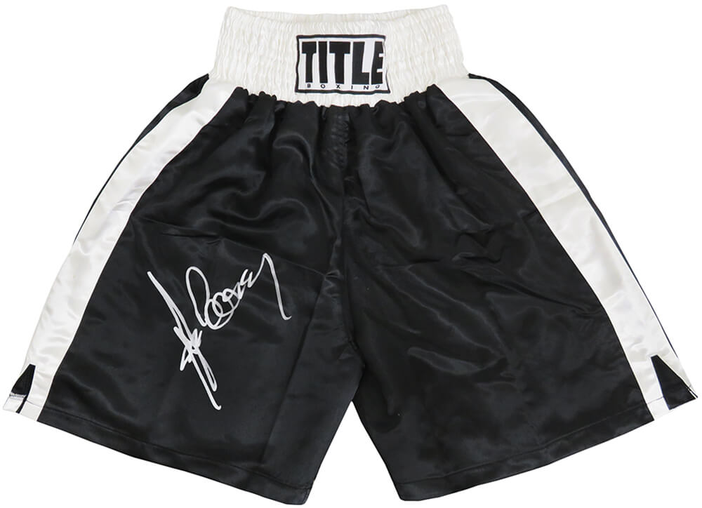 Gerry Cooney Signed Title Black & White Trim Boxing Trunks