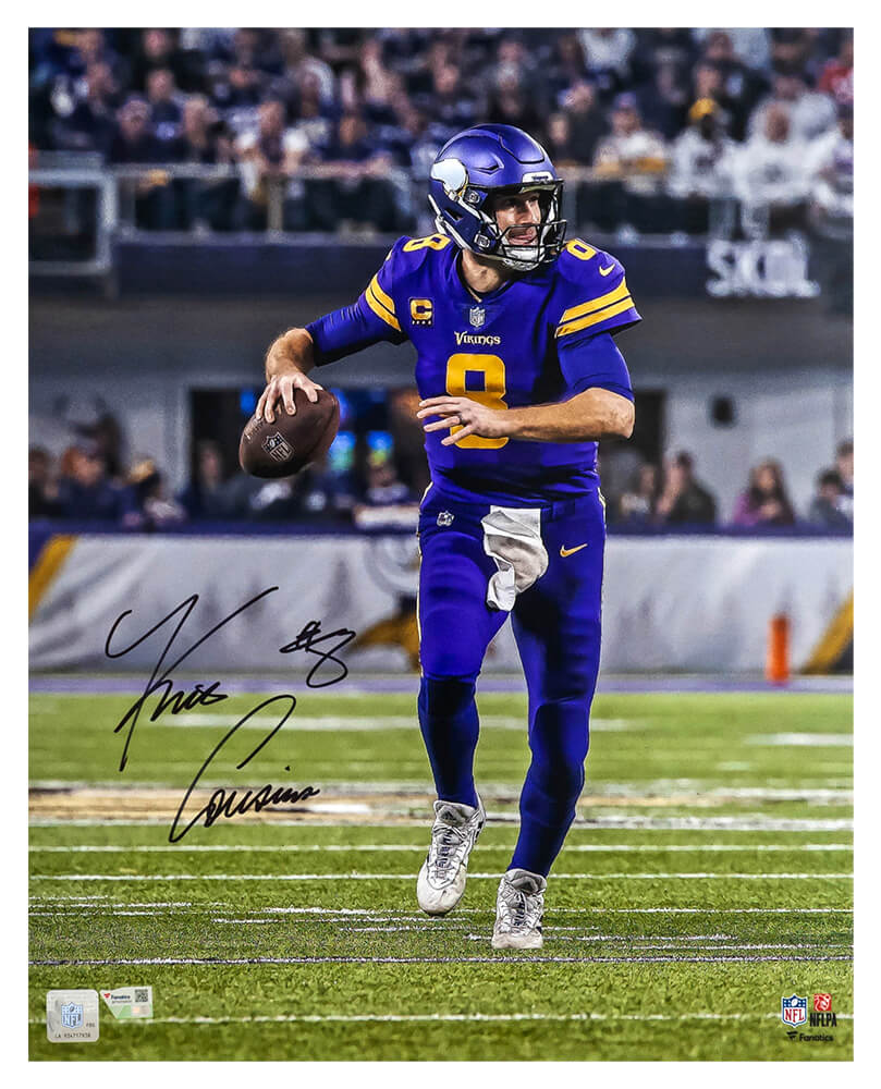 Kirk Cousins Signed Minnesota Vikings Purple Jersey Scramble Action 16x20 Photo - (Fanatics)