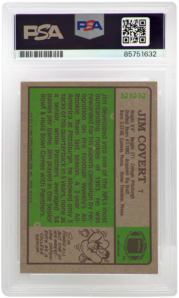 Jim Covert Signed Chicago Bears 1984 Topps Rookie Football Card #222 - (PSA Encapsulated)
