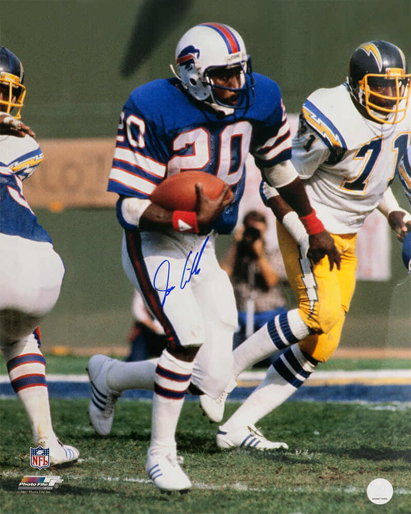 Joe Cribbs Signed Buffalo Bills Blue Jersey vs Chargers 16x20 Photo