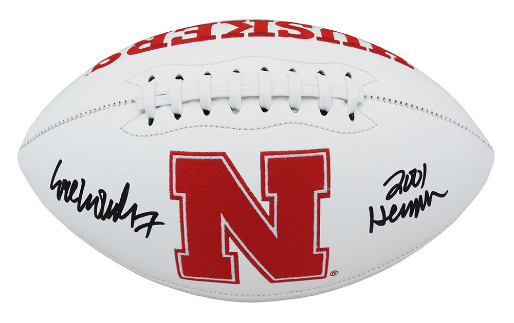 Eric Crouch Signed Nebraska Cornhuskers White Logo Football w/2001 Heisman