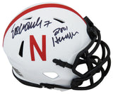 Eric Crouch Signed Nebraska Cornhuskers Lunar Eclipse White Matte Riddell Speed Mini Helmet w/2001 Heisman
