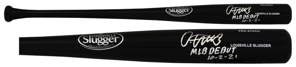Oneil Cruz Signed Louisville Slugger Pro Stock Black Baseball Bat w/MLB Debut 10-2-21 - (Beckett)