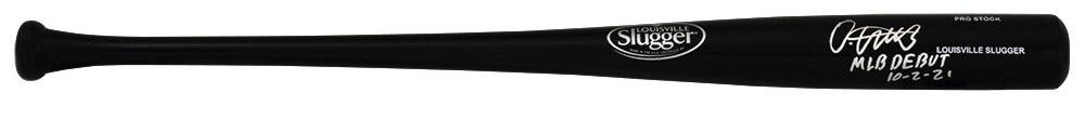 Oneil Cruz Signed Louisville Slugger Pro Stock Black Baseball Bat w/MLB Debut 10-2-21 - (Beckett)