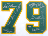 1978-79 NBA Champion Seattle Supersonics Autographed Framed White Jersey With 9 Signatures Including Fred Brown & Lenny Wilkens MCS Holo Stock #149144