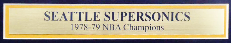 1978-79 NBA Champion Seattle Supersonics Autographed Framed White Jersey With 9 Signatures Including Fred Brown & Lenny Wilkens MCS Holo Stock #149144