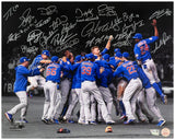 2016 Chicago Cubs Team Signed Chicago Cubs 2016 World Series Celebration Spotlight 16x20 Photo (24 Sigs)