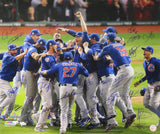 2016 Chicago Cubs Team Signed Chicago Cubs 2016 World Series Pile Up Celebration 20x24 Photo (27 Sigs)