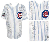 2016 Chicago Cubs Team Signed Cubs Joe Maddon 2016 WS Patch White Pinstripe Majestic Jersey w/WS MVP (26 Sigs)