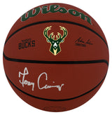 Terry Cummings Signed Milwaukee Bucks Logo Wilson Alliance NBA Basketball