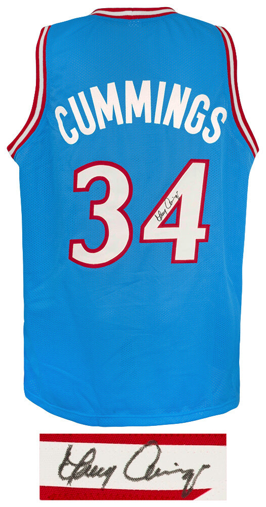 Terry Cummings Signed Blue Throwback Custom Basketball Jersey