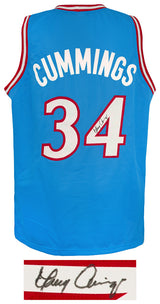 Terry Cummings Signed Blue Throwback Custom Basketball Jersey