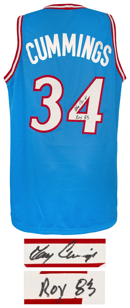 Terry Cummings Signed Blue Throwback Custom Basketball Jersey w/83 ROY