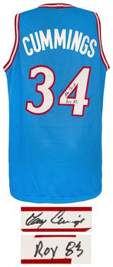 Terry Cummings Signed Blue Throwback Custom Basketball Jersey w/83 ROY