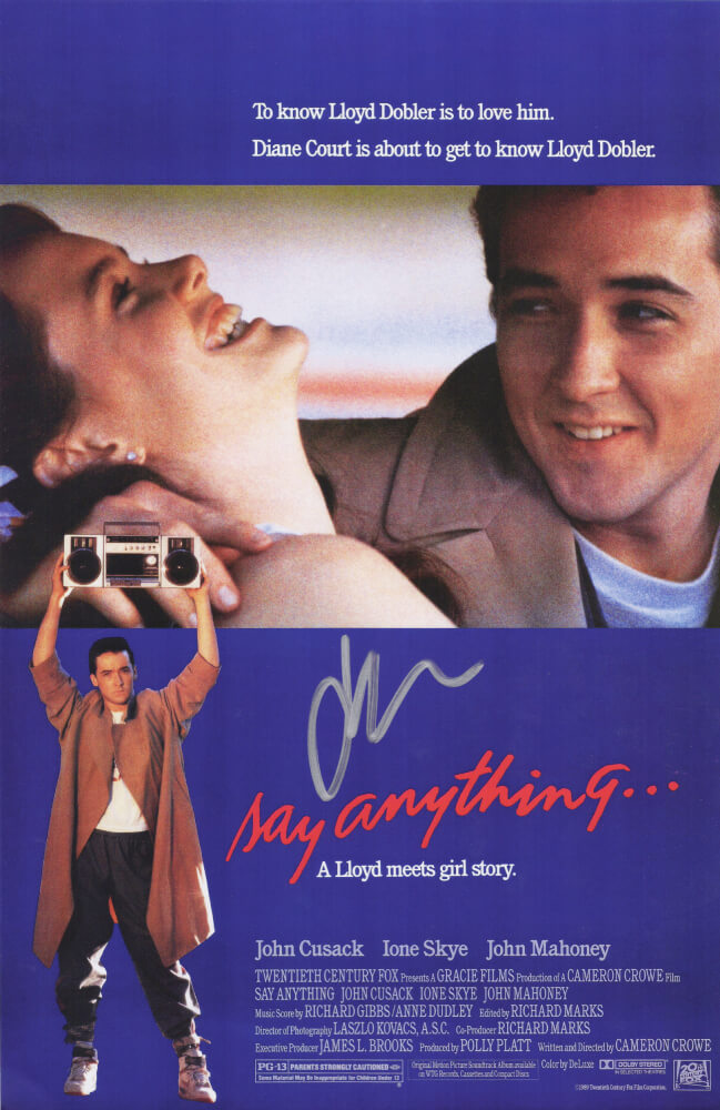 John Cusack Signed Say Anything 11x17 Movie Poster