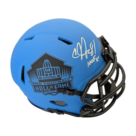 Calvin Johnson Signed Authentic Hall Of Fame Inscription Rave Mini Helmet NFL