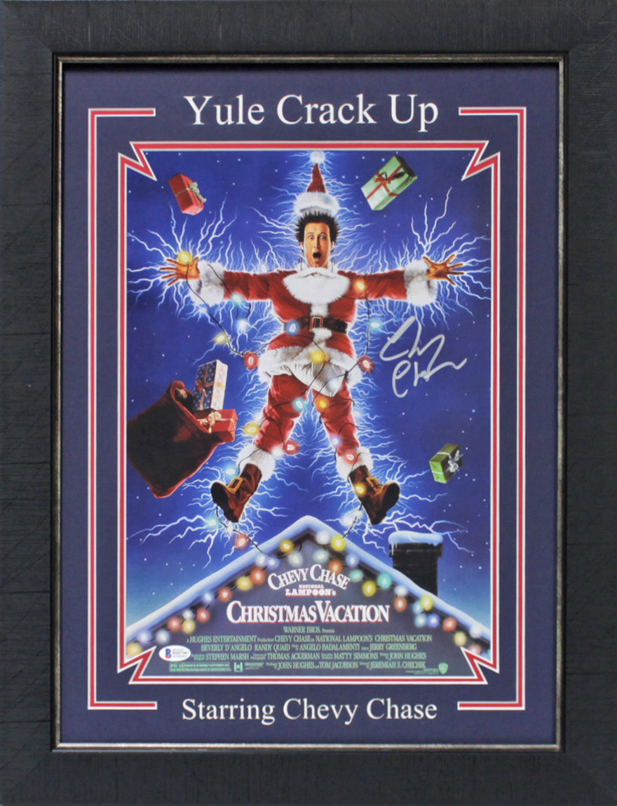 Chevy Chase Christmas Vacation Authentic Signed 12x18 Framed Photo BAS Witnessed