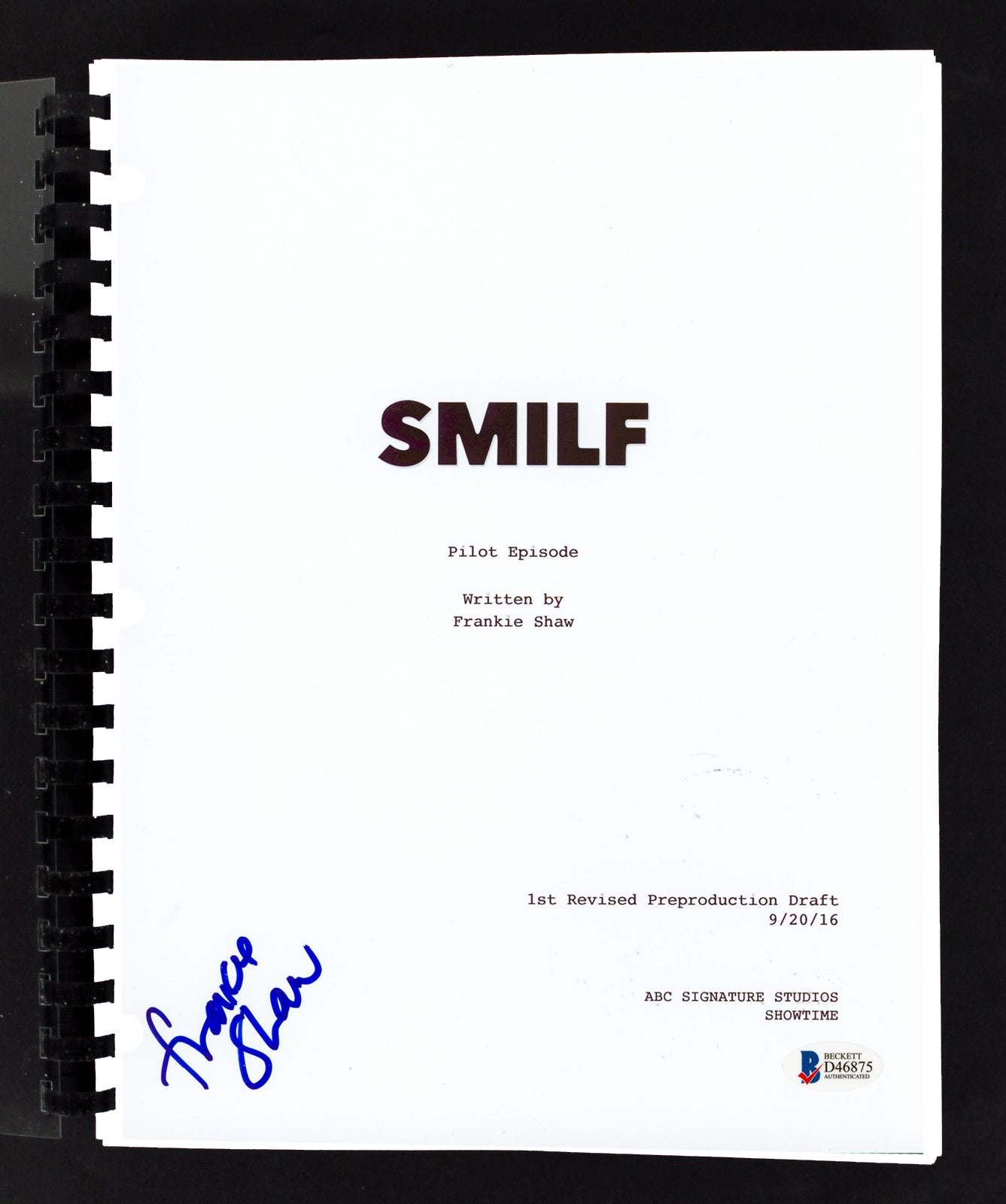 Frankie Shaw Authentic Signed SMILF Pilot Episode Tv Script BAS #D46875