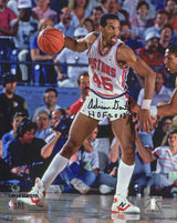 Adrian Dantley Signed Detroit Pistons White Jersey Dribbling Action 8x10 Photo w/HOF 2008