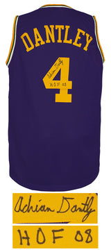Adrian Dantley Signed Purple Throwback Custom Basketball Jersey w/HOF'08