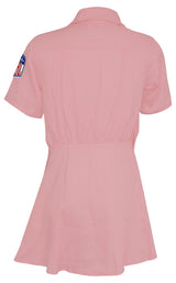 Geena Davis Signed Rockford Peaches Pink Costume Women's Baseball Jersey w/Dottie