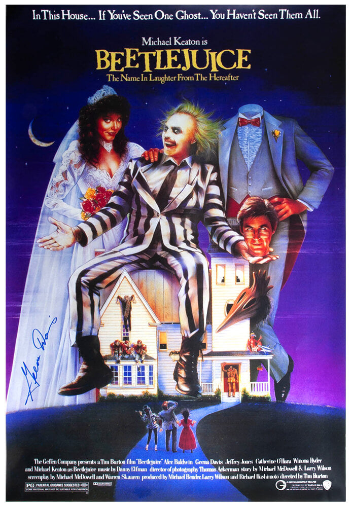 Geena Davis Signed Beetlejuice 27x40 Full Size Movie Poster