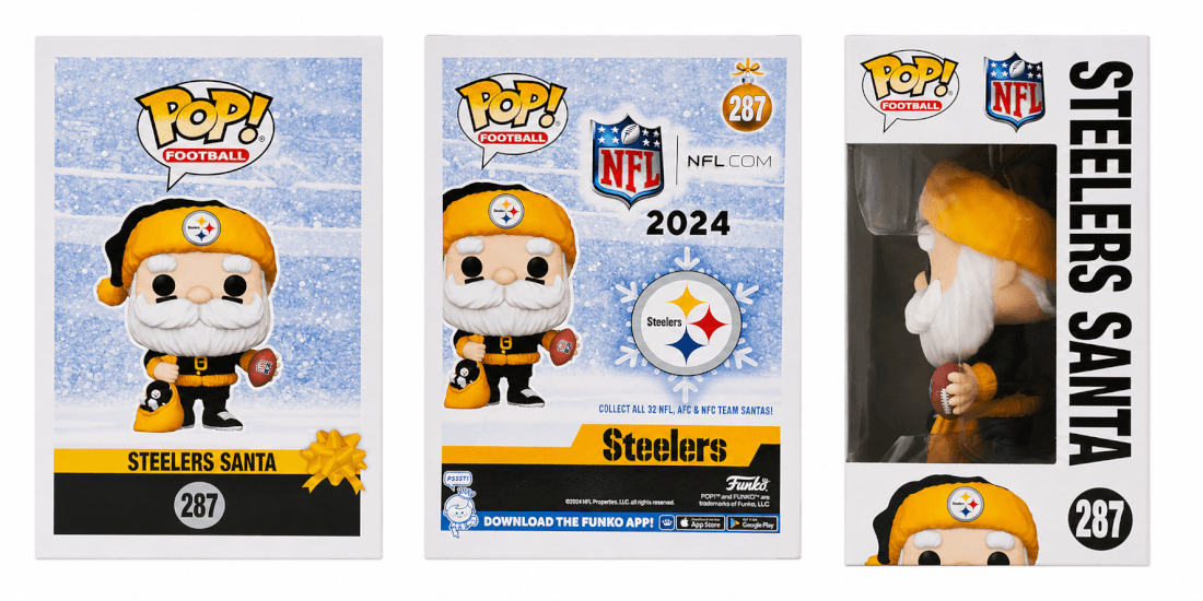 Dermontti Dawson Signed Pittsburgh Steelers SANTA Funko Pop Doll #287 w/HOF'12