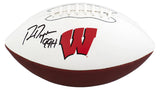 Ron Dayne Signed Wisconsin Logo Brands White Logo Football w/99H