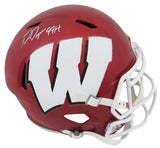 Ron Dayne Signed Wisconsin Badgers FLASH Riddell Full Size Speed Replica Helmet w/99H