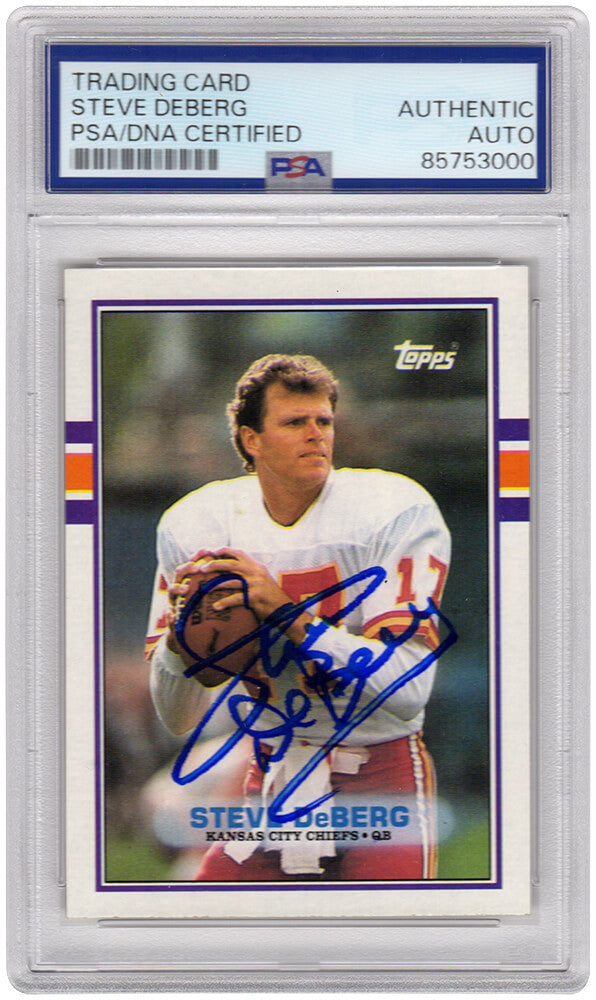 Steve Deberg Signed Chiefs 1989 Topps Football Trading Card #349 - (PSA Encapsulated)