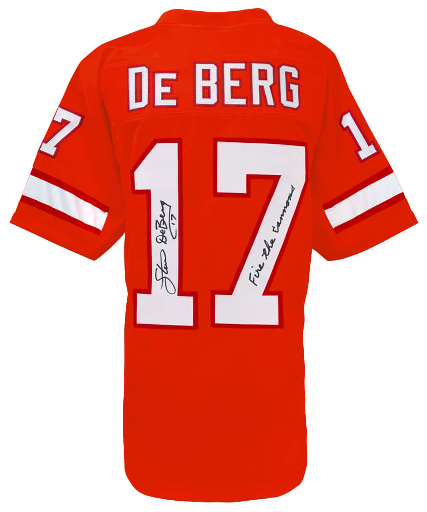 Steve DeBerg Signed Orange Throwback Custom Football Jersey w/Fire The Cannons