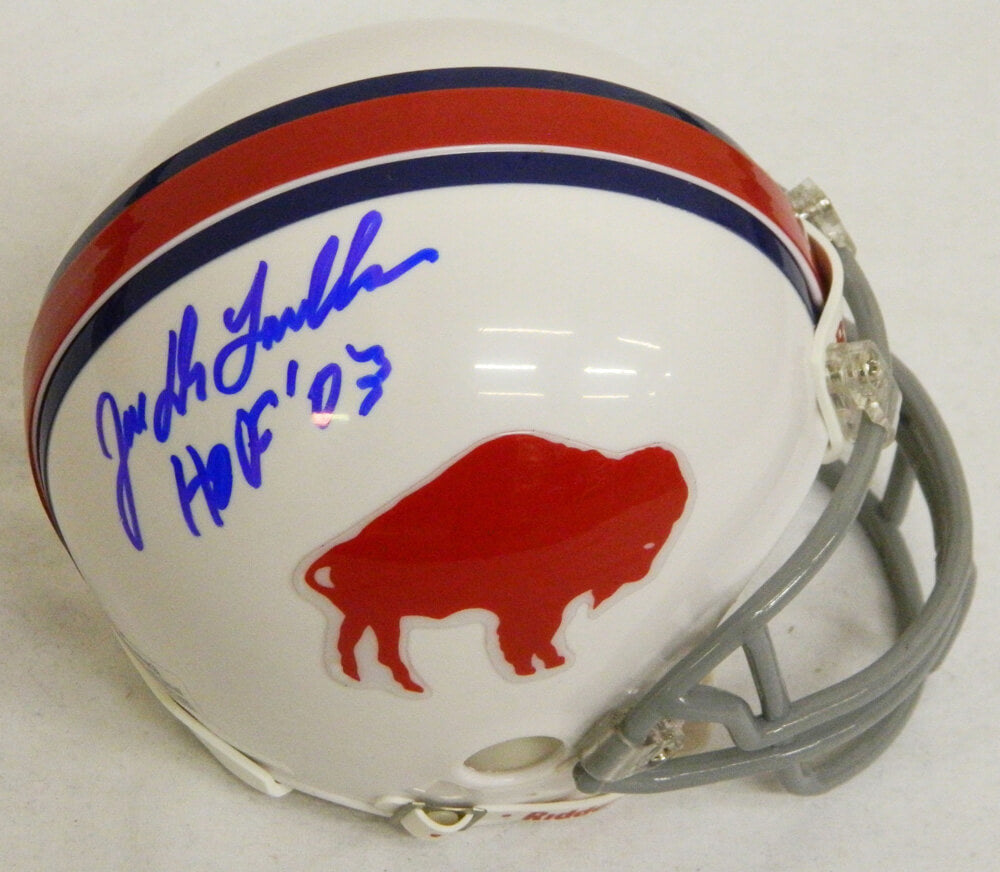 Joe DeLamielleure Signed Bills Riddell T/B Replica Mini Helmet w/HOF'03