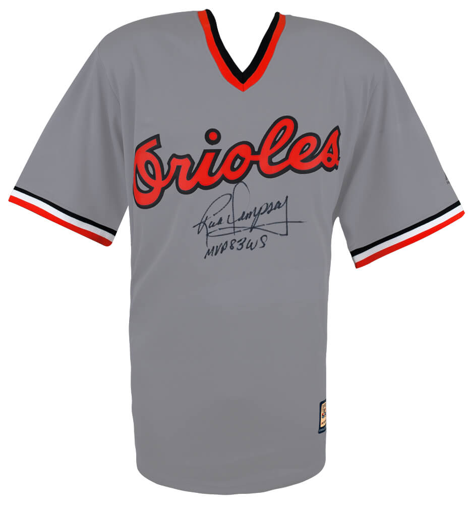 Rick Dempsey Signed Baltimore Orioles Gray Majestic Replica Baseball Jersey w/MVP 83 WS