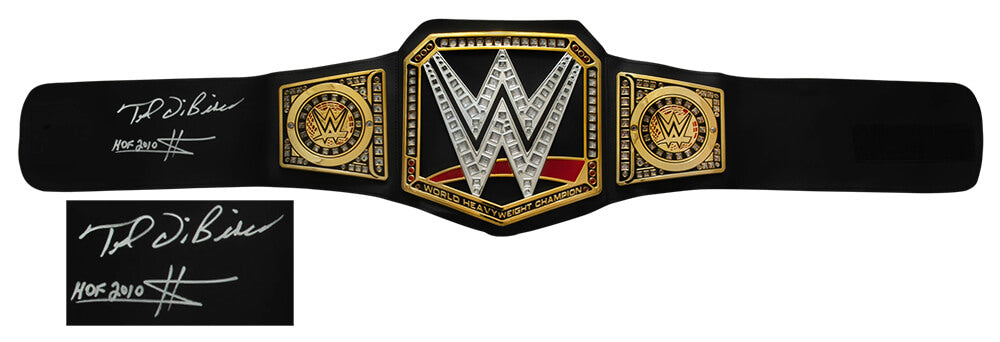 Ted DiBiase Signed WWE World Championship Replica Wrestling Belt w/HOF 2010