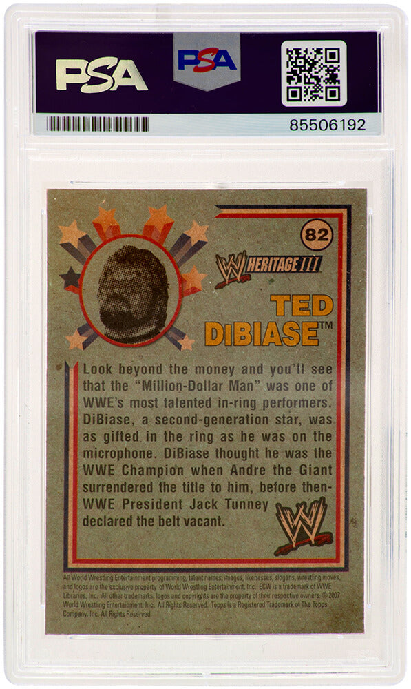 Ted Dibiase Signed 2007 Topps Heritage WWE Wrestling Trading Card #82 - (PSA Encapsulated)