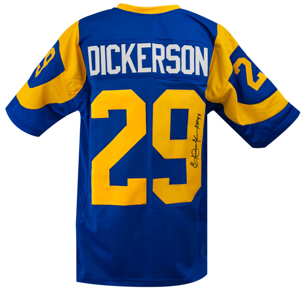 Eric Dickerson Signed Blue & Gold Throwback Custom Football Jersey w/HOF'99