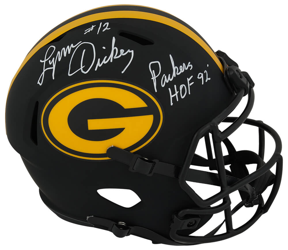 Lynn Dickey Signed Green Bay Packers ECLIPSE Riddell Full Size Speed Replica Helmet w/Packers HOF'92